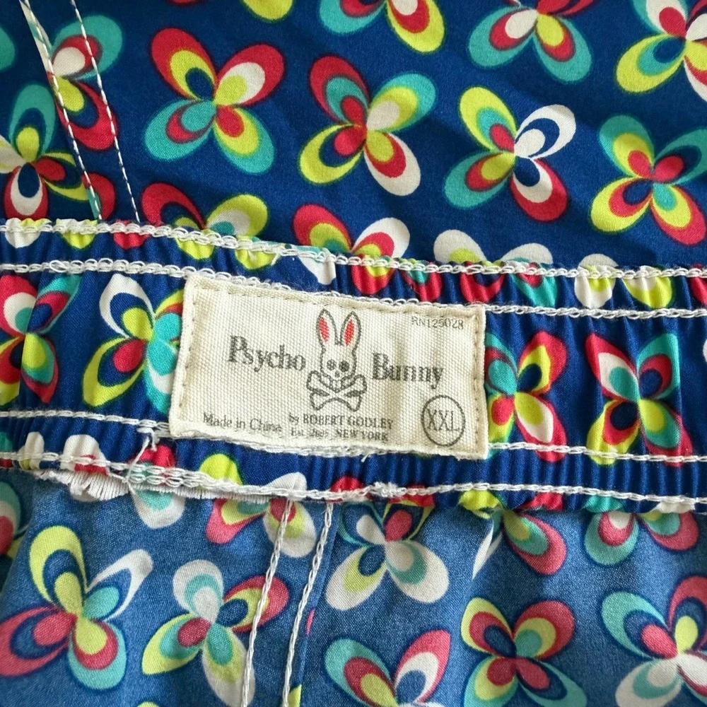 Psycho Bunny Psychedelic Multi Color Print Swim Shorts Men's XXL